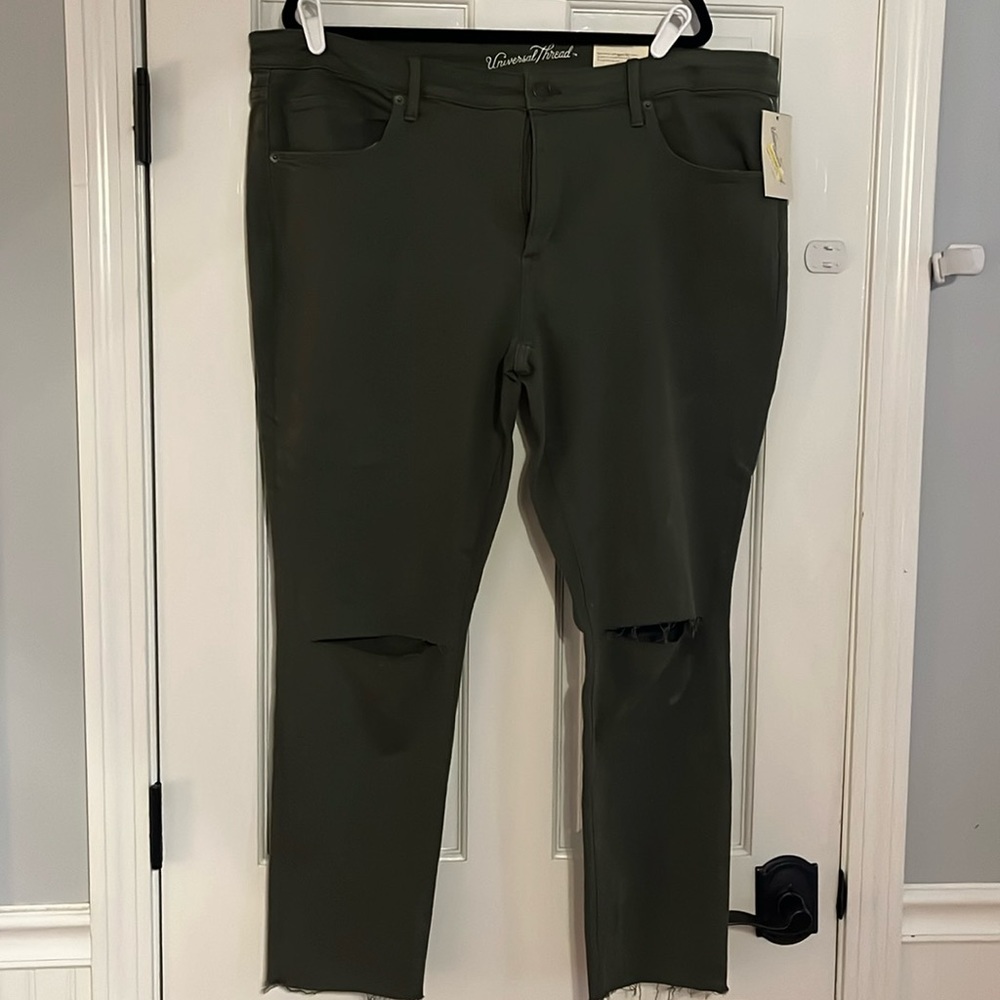 Target Universal Thread Distressed Olive Green Ankle Cut Jean